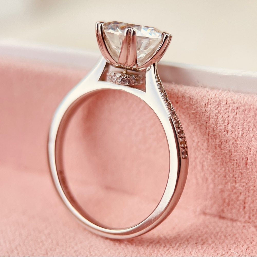 2.12ctw Diamond Engagement Ring Hidden Halo 18K Plated 2.16 CTW